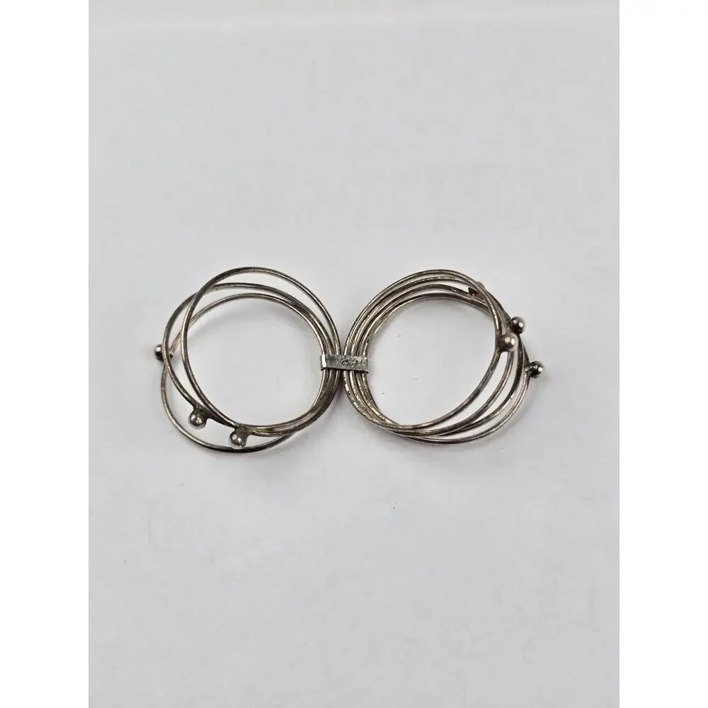 Vintage Handmade 925 Sterling Interlocking Ring Wire Ball Artisan Size 9.5